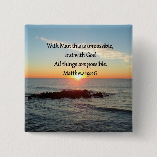 MOOI MATTHEW 19:26 FOTODESIGN VIERKANTE BUTTON 5,1 CM (Voorkant)