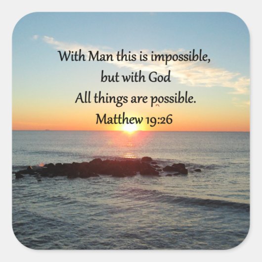 MOOI MATTHEW 19:26 FOTODESIGN VIERKANTE STICKER (Voorkant)