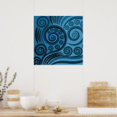 Mooi Medium-Blue Fern Frond Curls Poster (Keuken)