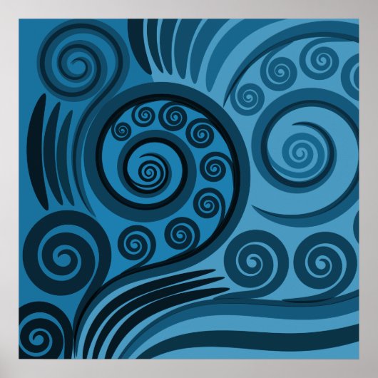Mooi Medium-Blue Fern Frond Curls Poster (Voorkant)