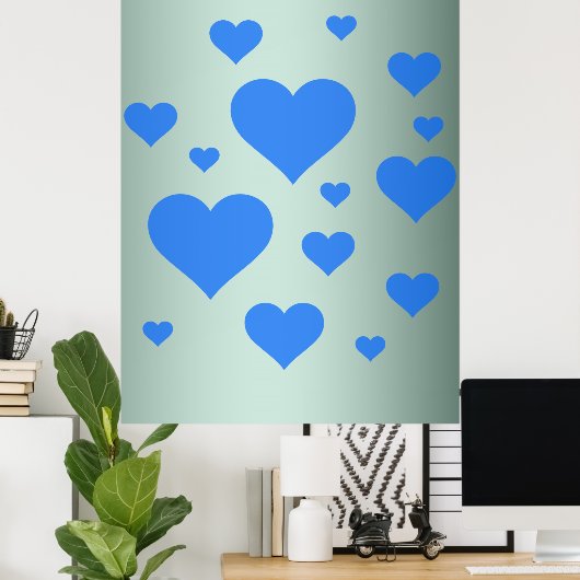 Mooi meerblauw hart poster (Thuiskantoor)