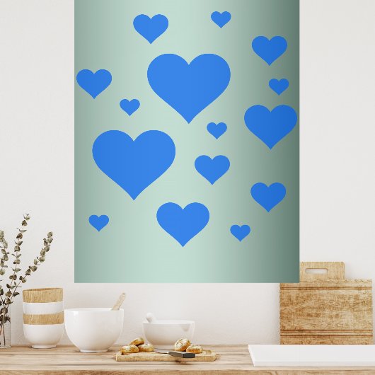 Mooi meerblauw hart poster (Keuken)