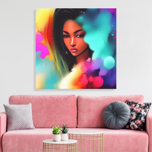 Mooi meisje abstract canvas afdruk (Insitu (Woonkamer))