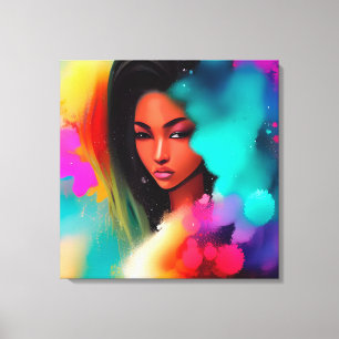 Mooi meisje abstract canvas afdruk