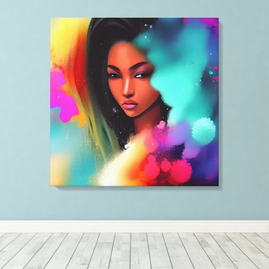 Mooi meisje abstract canvas afdruk (Insitu (Houten vloer))
