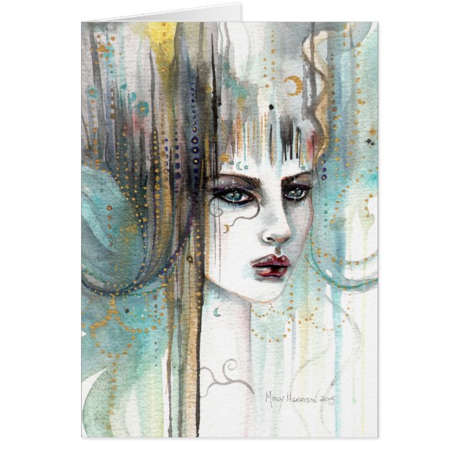 Mooi Meisje Abstracte Fantasy Waterverf Kunst (Voorkant)