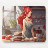 Mooi meisje bakken in de keuken muismat (Voorkant)