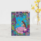 Mooi Meisje, de Mooie Kaart van de Verjaardag - (Gele Bloem)