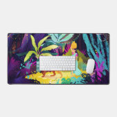 Mooi meisje en een luipaard bureaumat (Keyboard & Muis)