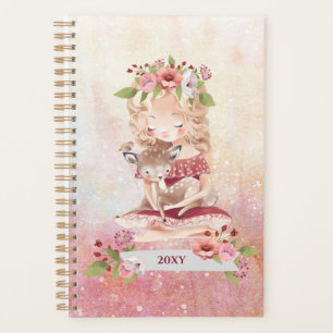 Mooi meisje en heerlijke illustratie planner