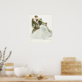 Mooi meisje en zwarte kat poster (Keuken)