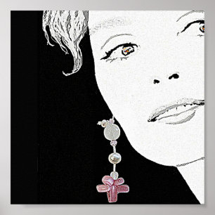 Mooi meisje gezicht mode illustratie beeldende kun poster