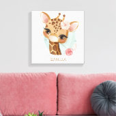 Mooi meisje giraffe baby kwekerij canvas afdruk (Insitu (Woonkamer))