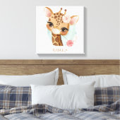 Mooi meisje giraffe baby kwekerij canvas afdruk (Insitu (Slaapkamer))
