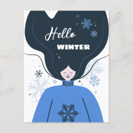 Mooi meisje Hallo Winter Briefkaart