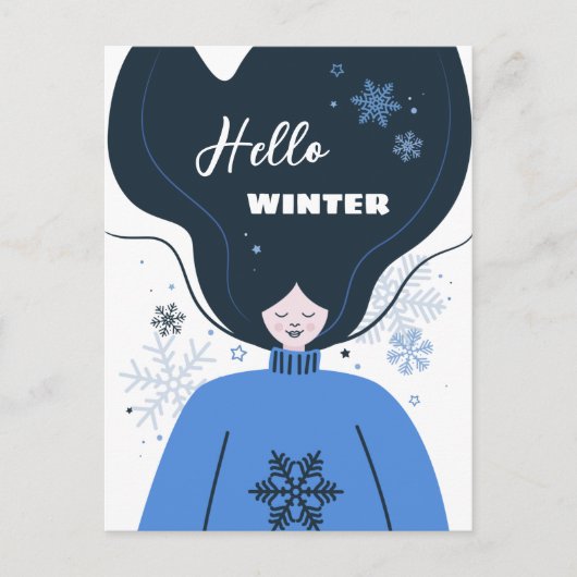 Mooi meisje Hallo Winter Briefkaart (Voorkant)