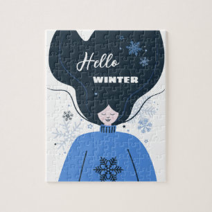 Mooi meisje Hallo Winter Legpuzzel