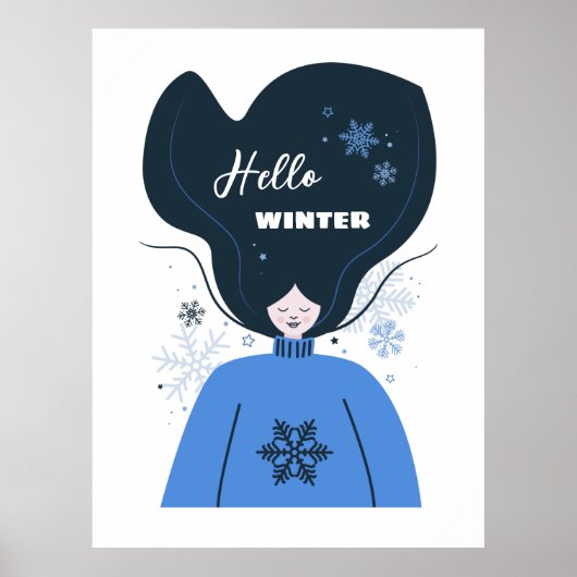 Mooi meisje Hallo Winter Poster (Voorkant)
