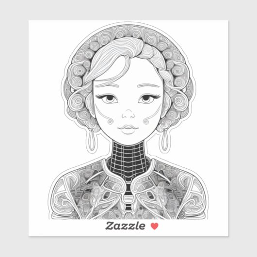 Mooi meisje in boho stijl sticker (Vel)