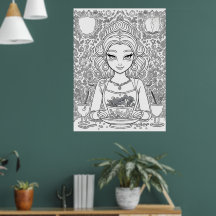 Mooi meisje in een café