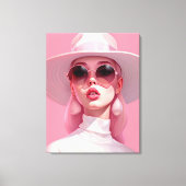 Mooi Meisje in een roze zonnebril Canvas Afdruk (Voorkant)