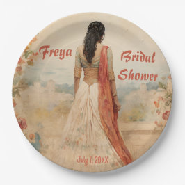 Mooi meisje in Sari gepersonaliseerd Papieren Bordje