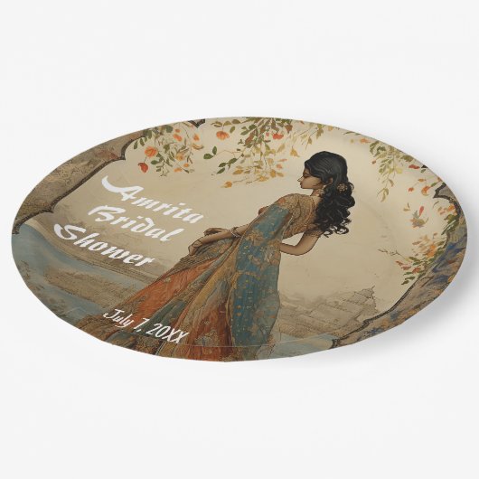 Mooi meisje in Sari gepersonaliseerd Papieren Bordje (Gekanteld)