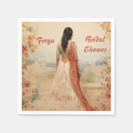 Mooi meisje in Sari gepersonaliseerd Servet