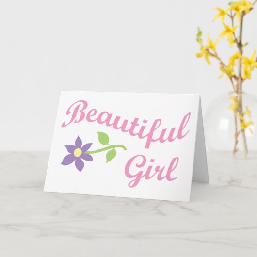 Mooi meisje kaart (Gele Bloem)