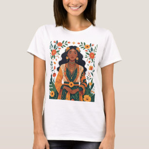 Mooi meisje met aardse tinten t-shirt