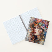 Mooi meisje met bloemen in haar notitieboek (Binnen)