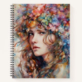 Mooi meisje met bloemen in haar notitieboek (Voorkant)