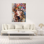 Mooi meisje met bloemen in haar Poster