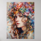 Mooi meisje met bloemen in haar Poster (Voorkant)