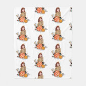 Mooi Meisje met Bruin Haar Kleurend Pompoenen Fleece Deken (Voorkant)