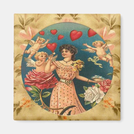 Mooi Meisje met Cupids Custom Magnet (Voorkant)