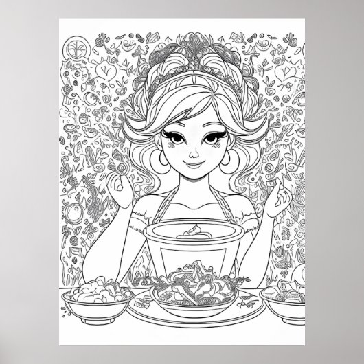 Mooi meisje met een kom poster (Voorkant)