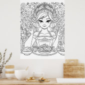 Mooi meisje met een kom poster (Keuken)