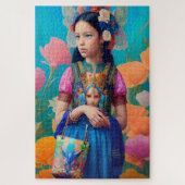 Mooi meisje met handtas en sjaal legpuzzel (Verticaal)