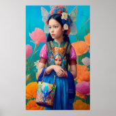 Mooi meisje met handtas en sjaal poster (Voorkant)