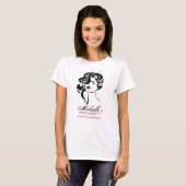 Mooi meisje met het golvende Pictogram van de T-shirt (Voorkant volledig)