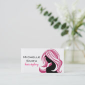 Mooi meisje met het roze brandmerken van visitekaartje (Staand voorkant)