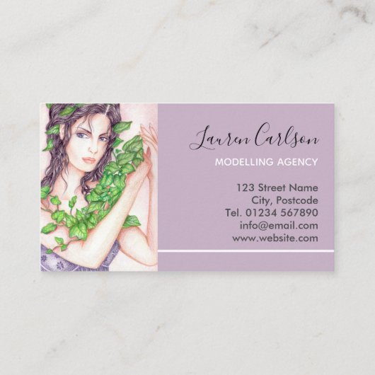 Mooi meisje met Ivy op handen en haar Visitekaartje (Achterkant)