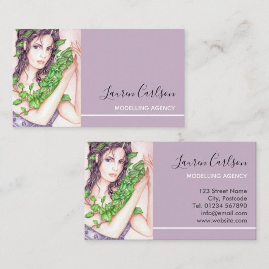 Mooi meisje met Ivy op handen en haar Visitekaartje (Voorkant / Achterkant)