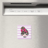 mooi meisje met roze boog magneet (Insitu (Vaatwasser))