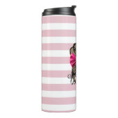 mooi meisje met roze boog thermosbeker (Gedraaid links)