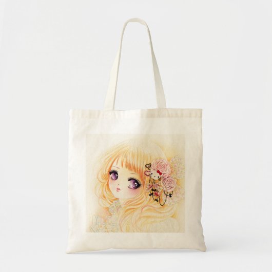 Mooi meisje met rozen tote bag (Voorkant)