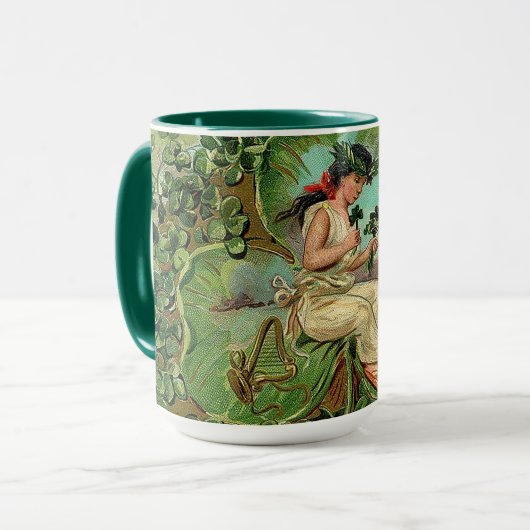 Mooi Meisje met Shamrocks Happy Mok (Voorkant links)