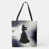 Mooi meisje met zigeuner speelt vioolgroen tote bag (Voorkant)