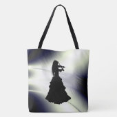 Mooi meisje met zigeuner speelt vioolgroen tote bag (Achterkant)